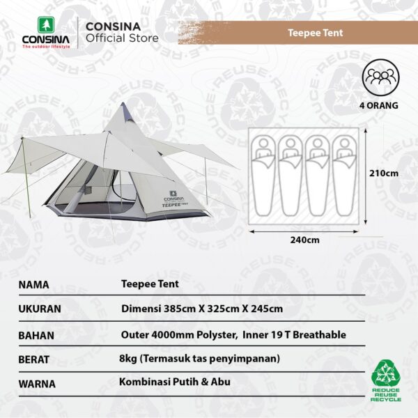 CONSINA TEEPEE TENT TENDA INDIAN CAMPING