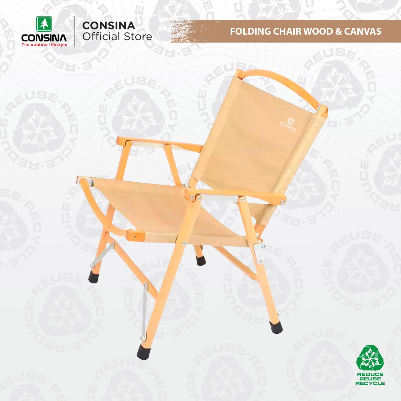 CONSINA KURSI LIPAT CAMPING KAYU CANVAS CAMPER VAN