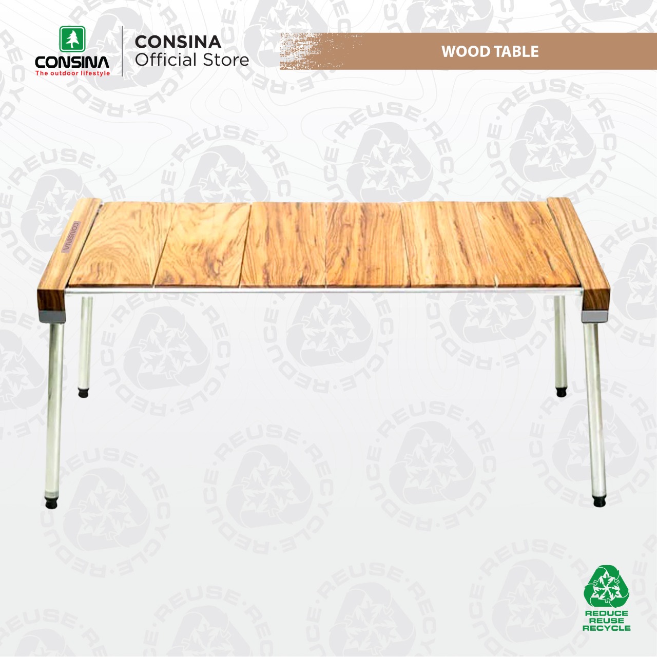 consina meja camping kayu lipat outdoor camper van - toko online