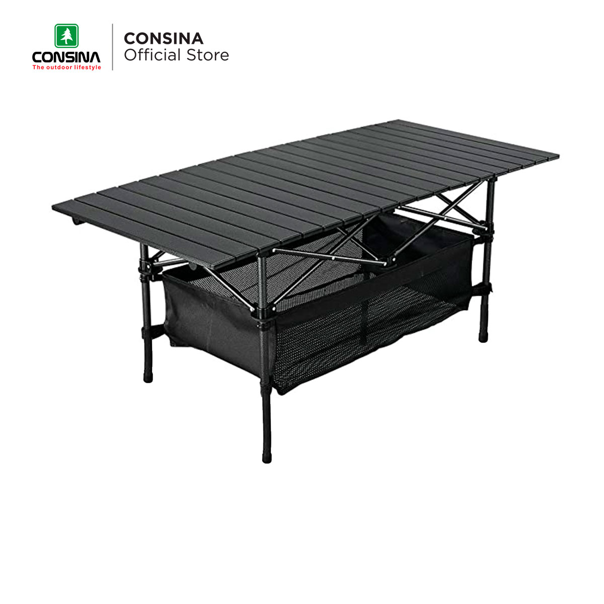 consina folding table black camping meja lipat aluminium - toko