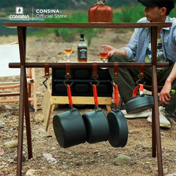 Consina Rack Table Meja Lipat Kayu Camping - Cokelat
