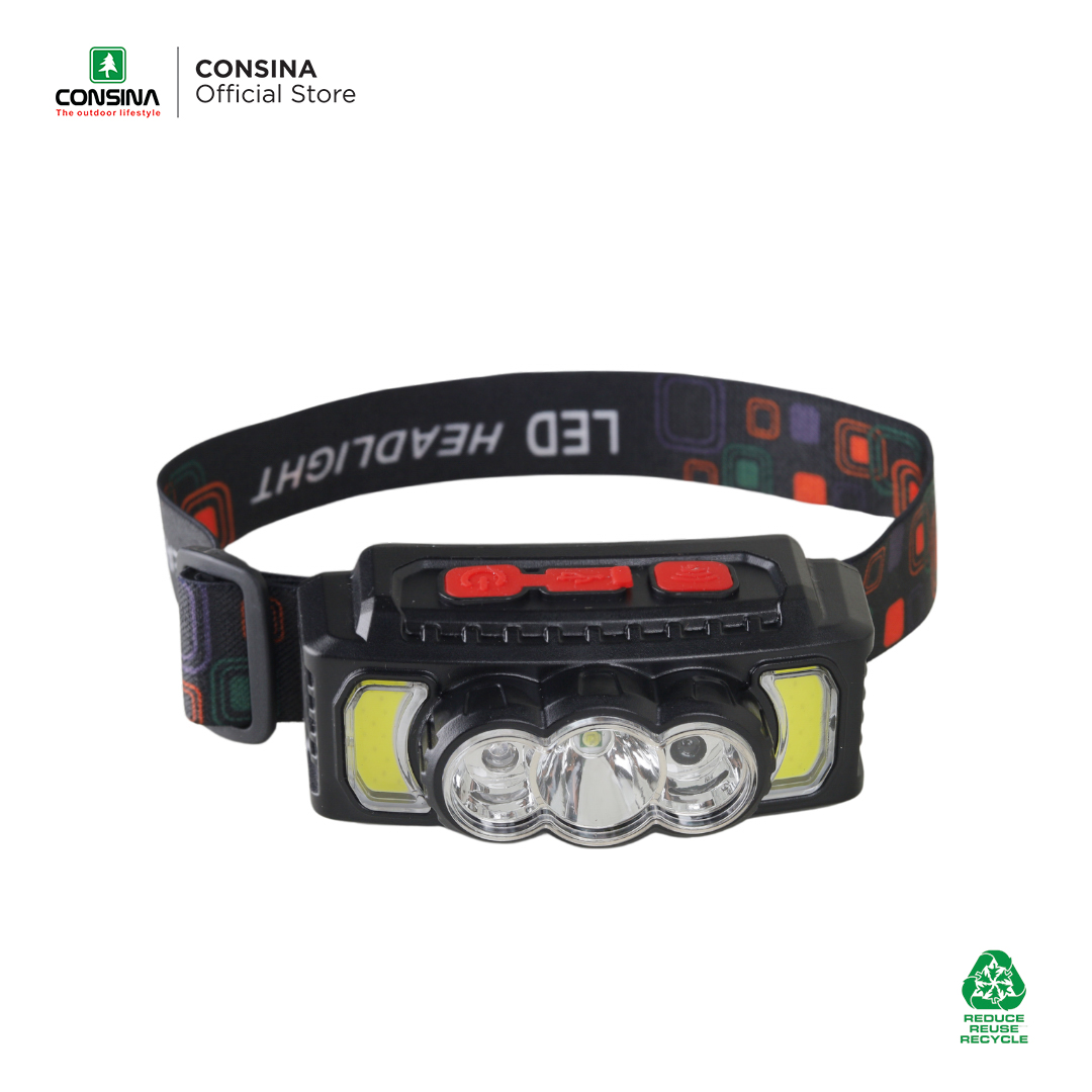 CONSINA FLOOD LIGHT HEADLAMP LAMPU KEPALA OUTDOOR HIKING CAMPING | RECHARGEABLE