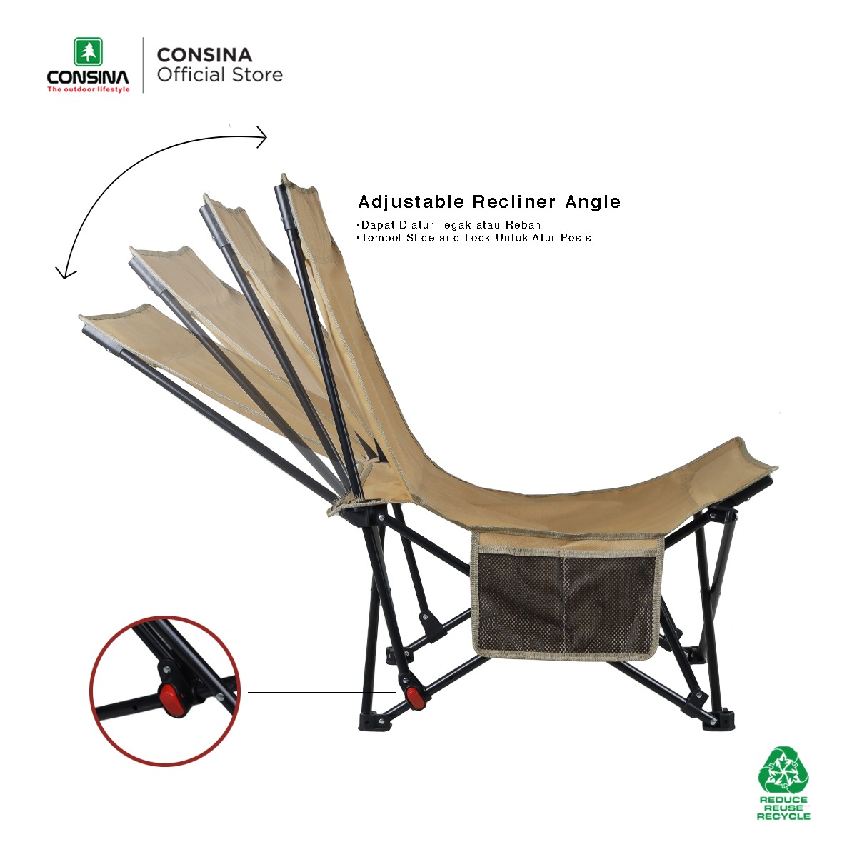 Consina Colombus Kursi Lipat Sandaran Adjustable | Camping Outdoor Campervan Outbound