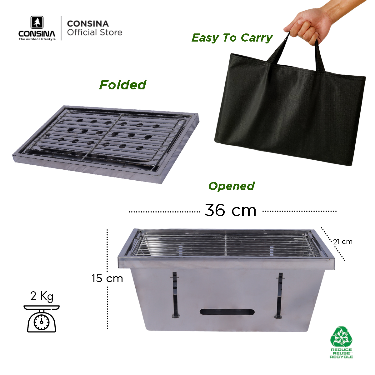 Consina BBQ Grill 01 Alat Panggang Lipat Portable | Pemanggang Outdoor Camping Campervan Kemah