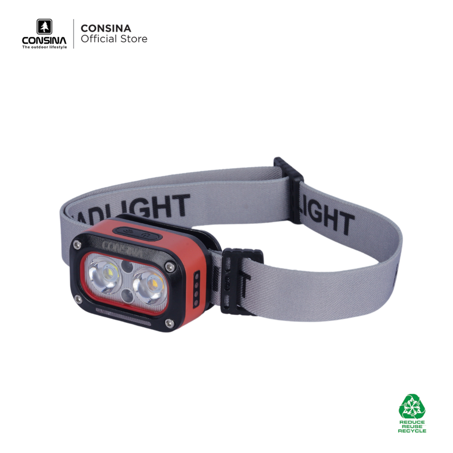 Consina Lightweight Induction Headlamp Lampu Senter Kepala Cas Emergency | Outdoor Hiking Gunung Mancing 5 Mode Rechargeable