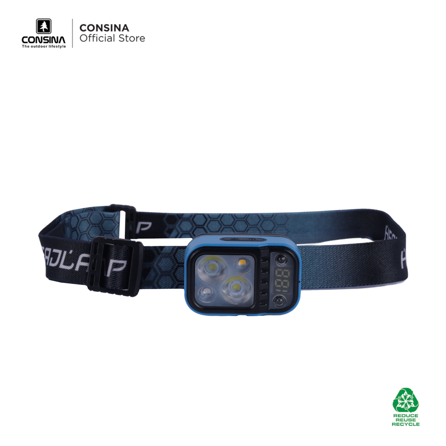 Consina Running Headlamp YD07 Super Bright Headlight Lampu Senter Kepala Emergency | Outdoor Hiking Gunung Mancing Running