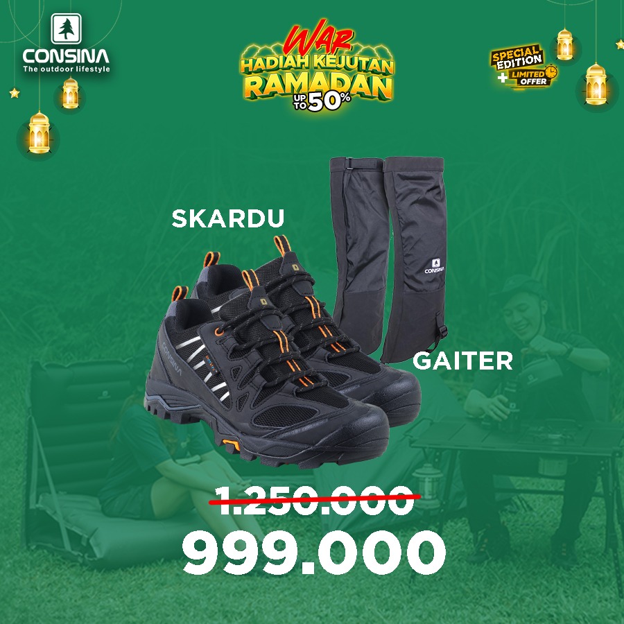 Consina Paket Bundling Skardu Sepatu Gunung + Gaiter Pelindung Sepatu Alas Kaki