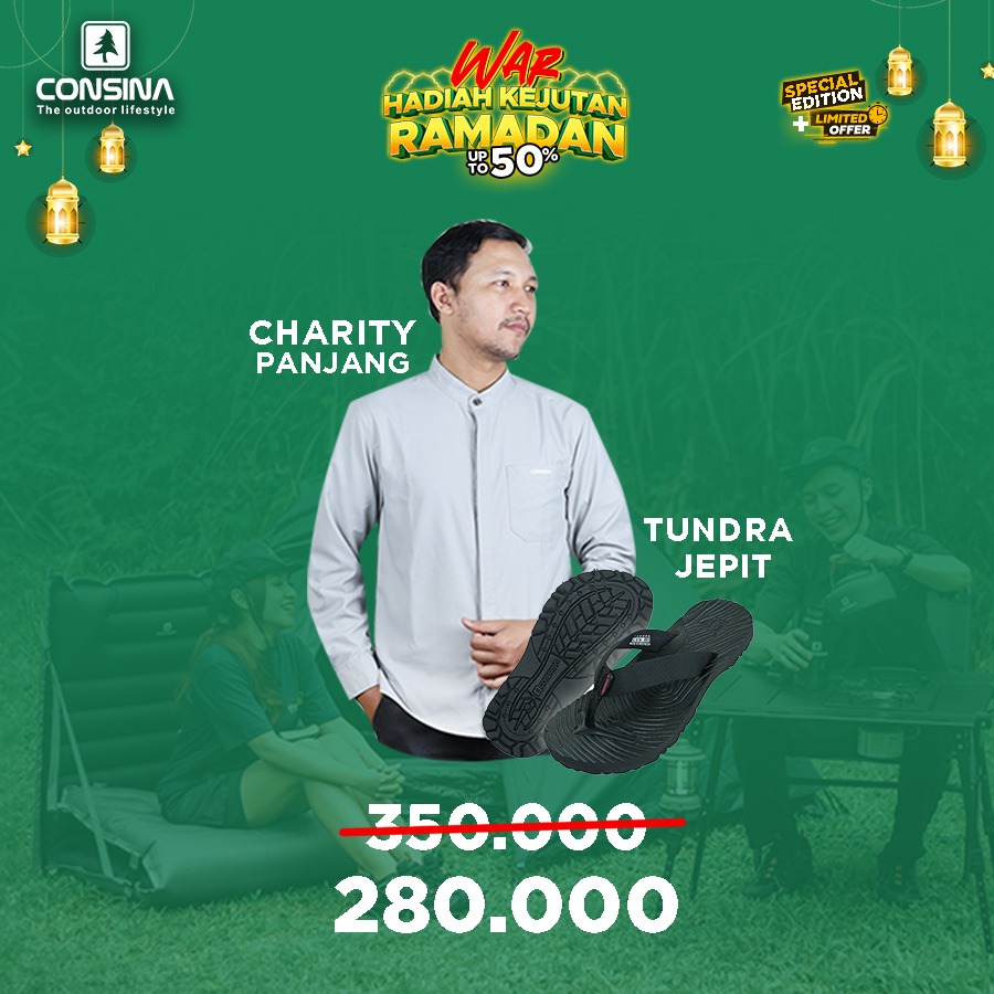 Consina Paket Bundling Charity Kemeja Koko Panjang + Sandal Tundra Jepit