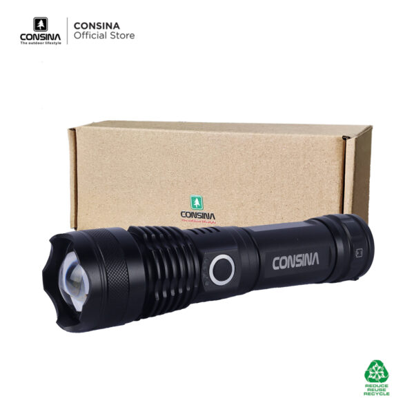 Consina Senter Flashlight 1287 Lampu Emergency | Outdoor Hiking Gunung Mancing Rechargeable