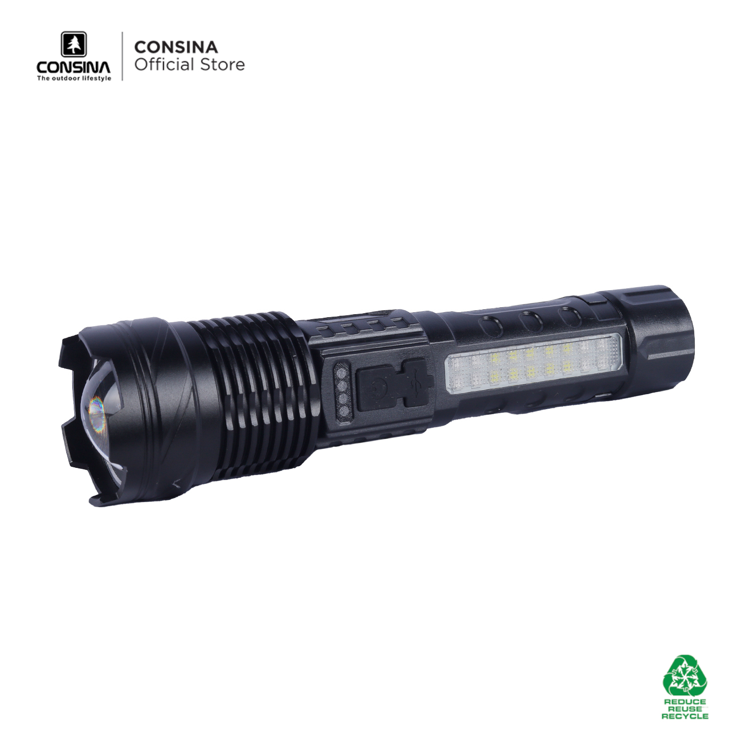 Consina Senter Flashlight A76 Lampu Emergency | Outdoor Hiking Gunung Mancing Rechargeable