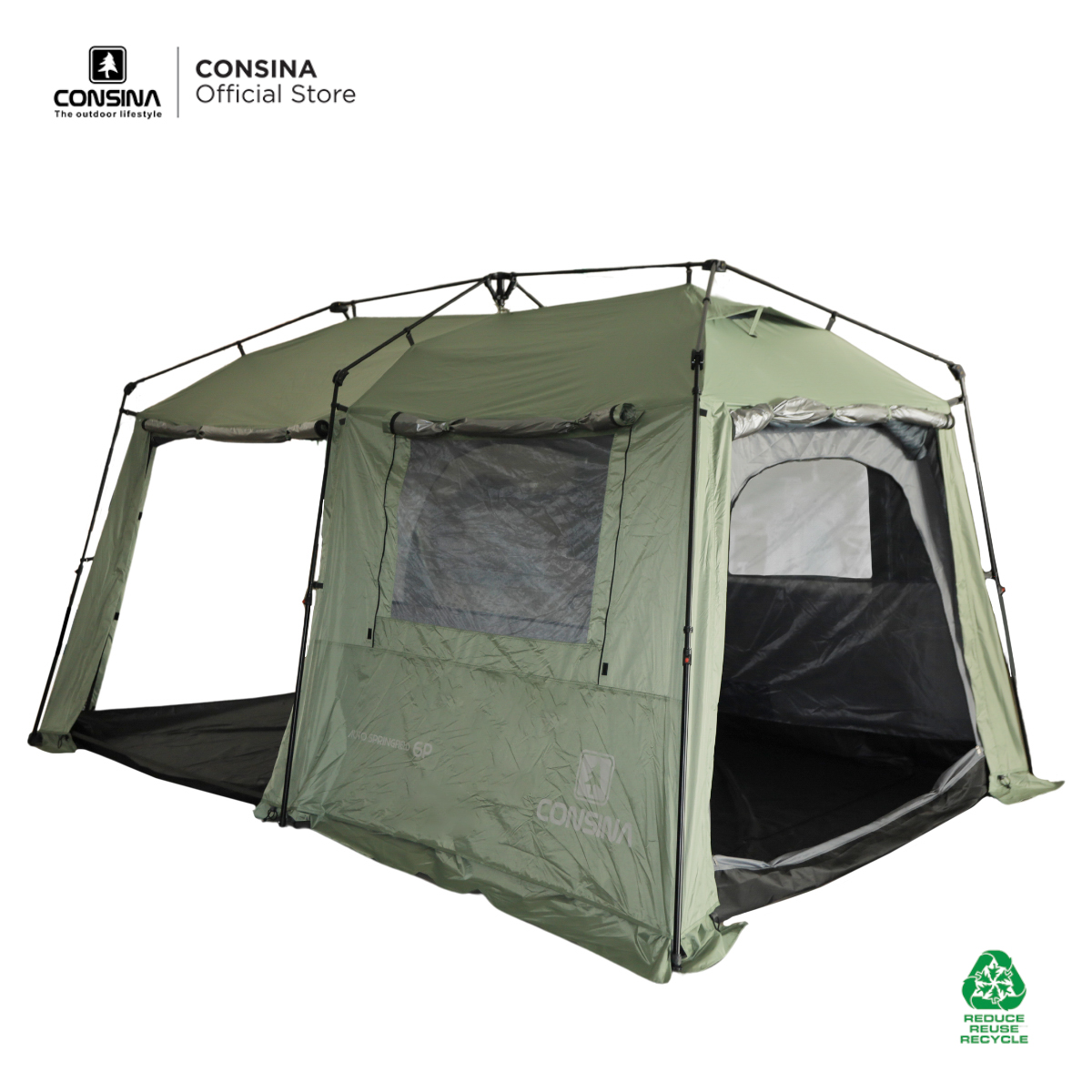 Consina Auto Springfield 6P Fresh & Black Auto Tent 30 seconds | Tenda 6 Orang Outdoor Gunung Camping
