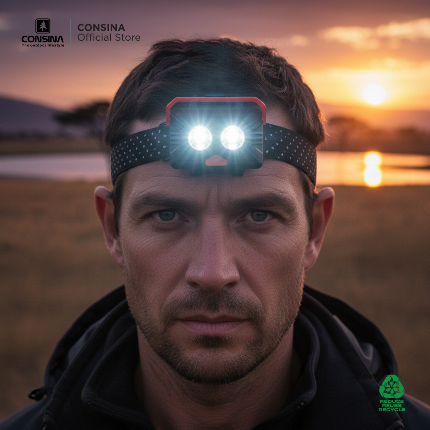 Consina Headlight Lampu Kepala Multifungsi WT 2029A Batterai | Camping Outdoor Gunung Mancing