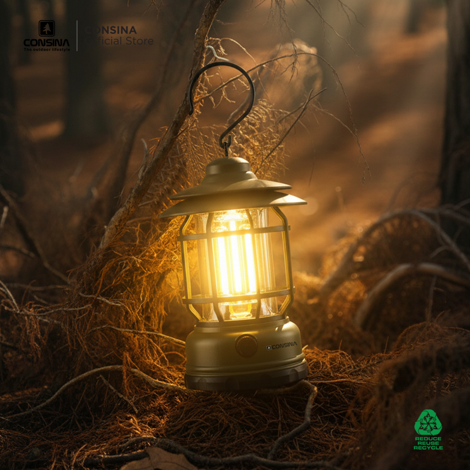 Consina Lamp L27 Lampu Tenda Camping Outdoor Hiking Gunung Mancing Rechargeable Double Power Charging & Baterai