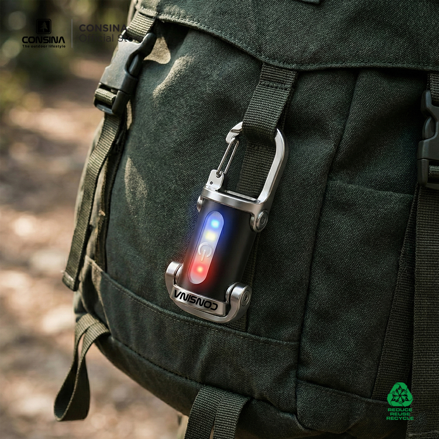 Consina YS087 Keychain Flashlight Lampu Carabiner Gantungan Kunci | Outdoor Emergency Gunung
