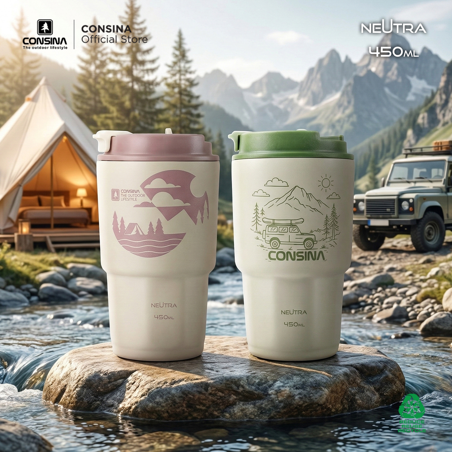 Consina Neutra Office Premium Tumbler | Double Insulated Stainless Steel Outdoor Camping 450M