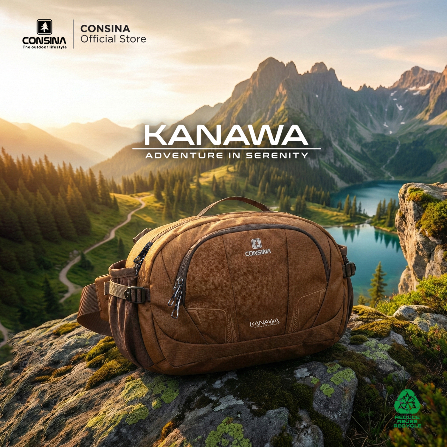 Consina Kanawa Tas Sling Bag Selempang Pinggang | Outdoor Travel Gunung Riding