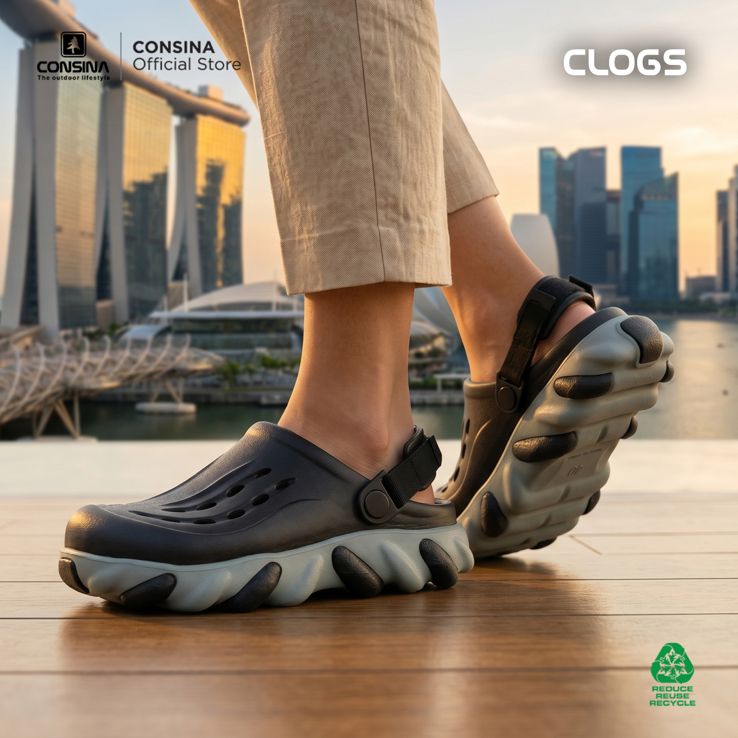 Consina Clogs Sandal Karet Rubber Anti Slip Outdoor Travel Unisex